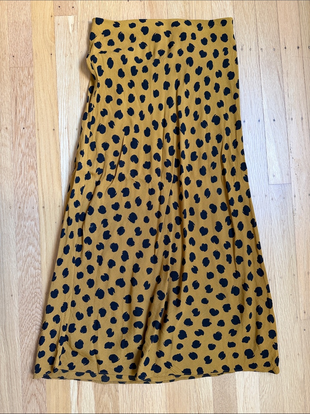 Madewell Mustard Maxi Skirt with Black Spot Print